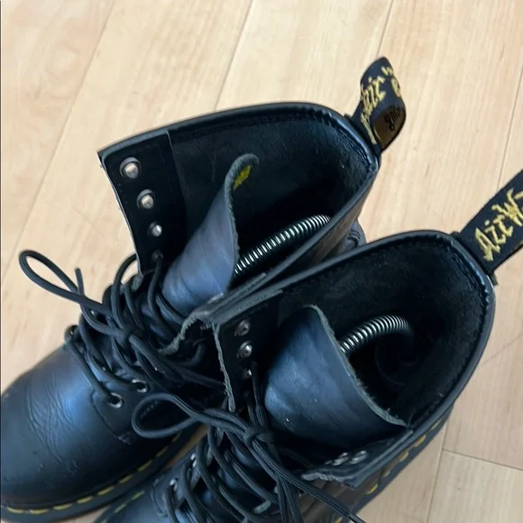 Dr. Martens Black and Yellow Combat Boots with Chunky Sole - Picture 5 of 16